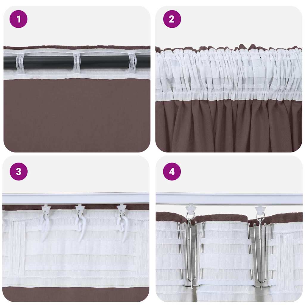 Curtain with Curtains 2 pcs Brown 175 x 140 cm Velvet